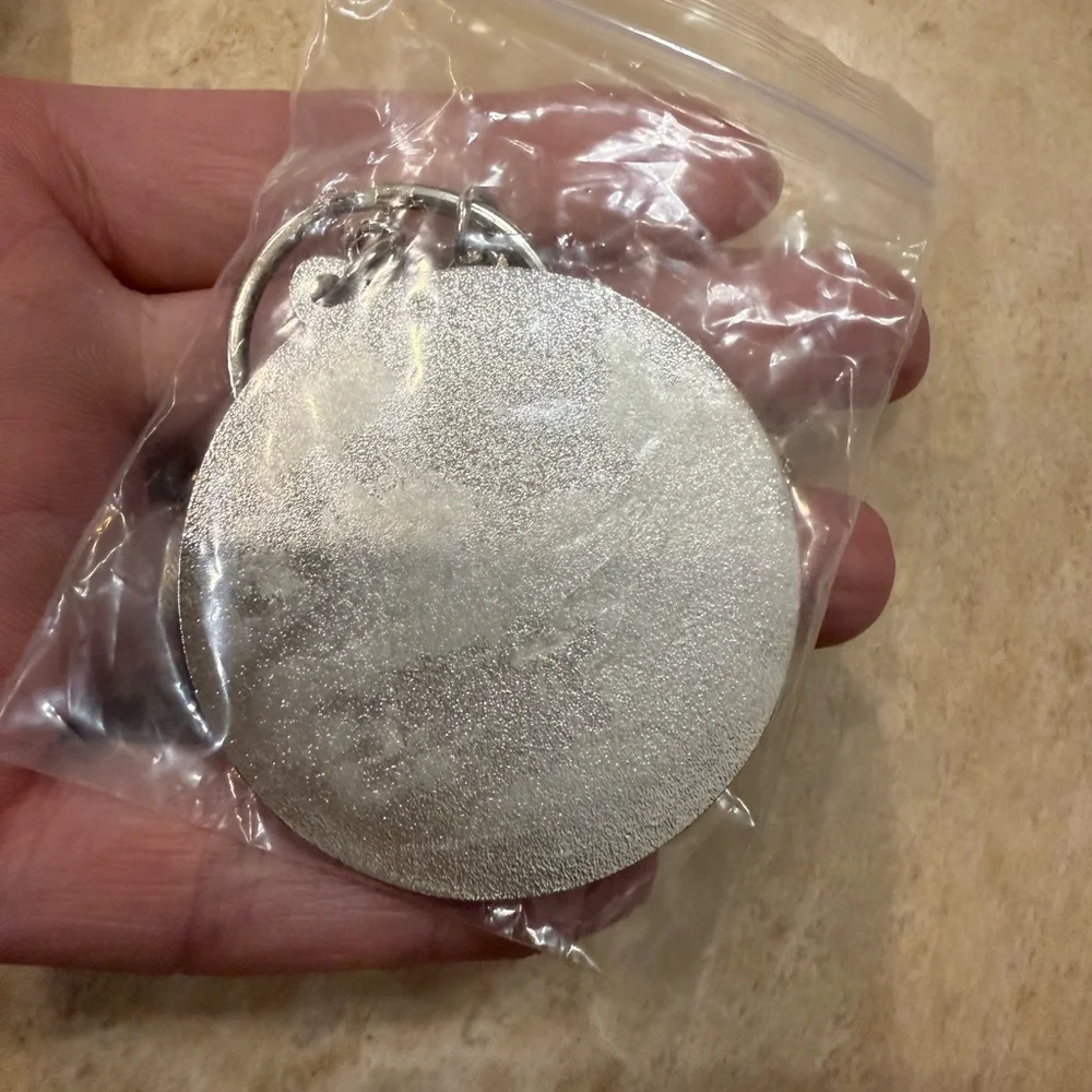 NWT Silver and Black Slow Yourself Down Keychain from Hanalei in Kauai